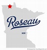 Map of Roseau, MN, Minnesota