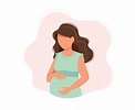 Mujer embarazada, ilustración vectorial concepto en estilo de dibujos ...