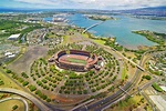 Hawaii, Oahu, Aerial Shot Of Aloha Stadium. - Stock Photo - Dissolve