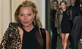 Kate Moss flaunts her toned legs in a black mini dress at the Versace ...