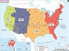 Mapa de la Zona Horaria de USA, Hora actual en Estados Unidos