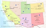 Southwestern US political map - by freeworldmaps.net