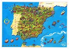 Large tourist illustrated map of Spain | Spain | Europe | Mapsland ...