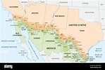Mapa vectorial de los distritos fronterizos de Estados Unidos y México ...