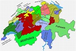 Switzerland canton map - Map of switzerland canton (Western Europe ...
