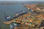 An aerial view of the Port of Felixstowe