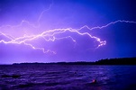 Lightning Across the sky over the water image - Free stock photo ...