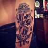 Traditional dead man's hand in black & gray, forearm. By Simon Erl at ...