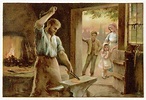 The Village Blacksmith In His Smithy Drawing by Mary Evans Picture ...
