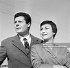 Italian actor Marcello Mastroianni on his terrace with his wife Flora ...