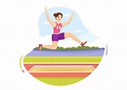 Long Jump Illustration with Athlete Doing Jumps in Sand Pit for Web ...