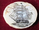 Framed Scrimshaw. Not sure if this is "real" or purely for decorative ...