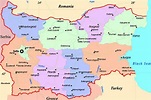 Detailed administrative map of Bulgaria with roads and major cities ...