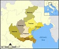Belluno Province as part of larger Veneto region in Northern Italy ...