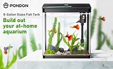 Amazon.com : PONDON 8 Gallon Fish Tank, Glass Aquarium Starter Kit ...