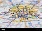 Atlanta Georgia USA and surrounding areas Shown on a road map or ...