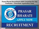 Prasar Bharati Recruitment 2023: Vacancies for Any Graduates | Download ...