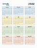 1944 Calendar (PDF, Word, Excel)