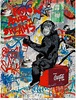 Banksy Street art Collage Graffiti 24 x 24 Canvas Print Brainwash Multi ...