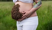 Woman does maternity shoot with thousands of bees on her belly