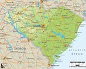 Physical Map of South Carolina State USA - Ezilon Maps