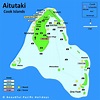 Map of Aitutaki in the Cook Islands showing Hotel Locations