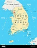 South Korea political map with capital Seoul, national borders ...