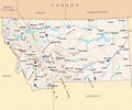 Large map of Montana state with roads, highways, relief and major ...