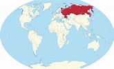 World map Russia - Russia on map of world (Eastern Europe - Europe)