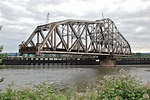 The BNSF Railway Bridge 9.6 swing-span railroad bridge across the ...