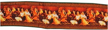 Raja Ravi Varma Fabric Border with Digital-Printed Women Musicians ...