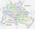 Karte und plan die 12 bezirke und stadtteile von Berlin