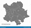 Modern City Map - Pforzheim City of Germany with Districts Grey DE ...