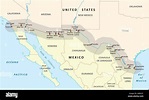 Fronteriza México-Estados Unidos mapa Imagen Vector de stock - Alamy