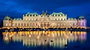 Austria Vienna Palace With Reflection On Water During Nighttime 4K 5K ...