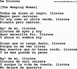 Joan Baez song - La Llorona, lyrics