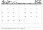 Calendario Noviembre 2023 de España en español ☑️ Calendario.Gratis