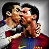 Ronaldo kissing Messi | Stable Diffusion