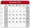 Hoja del calendario diciembre de 2016 — Archivo Imágenes Vectoriales ...