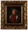 Coppie di miniature raffiguranti Enrico VIII e suo figlio Edoardo VI ...