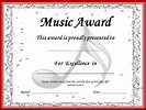 Music Award Certificate Templates Free