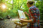 Female Painter Painting On Easel Painting by Tyler D. Rickenbach - Pixels