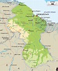 Large physical map of Guyana with roads, cities and airports | Guyana ...