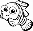 Disney Finding Nemo Fish Black And White Clipart