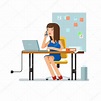 Vector illustration of secretary sitting at the table — Stock Vector ...