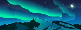 Aurora borealis phenomenon flat color vector illustration 1418325 ...