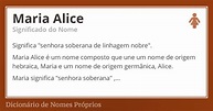 Significado do nome Maria Alice