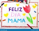 Spanish Mothers Day Card with Words `Happy Mothers Day` Stock Photo ...