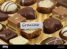 Gracias gracias (en español) La tarjeta con un surtido de chocolates y ...