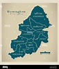 Ciudad moderna - Birmingham Mapa Municipios etiquetados con ilustración ...